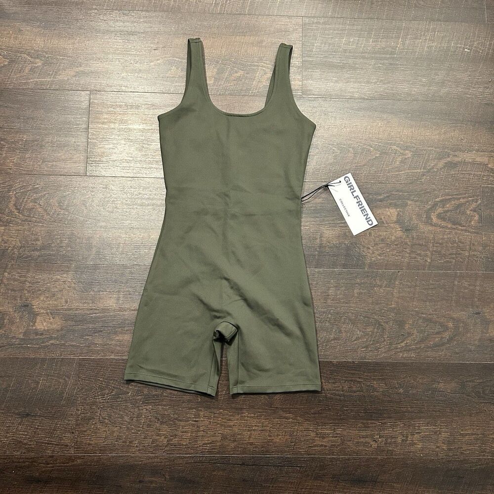 Girlfriend Collective Sz XS Green Unitard Yoga Bodysuit Sustainable Activewear